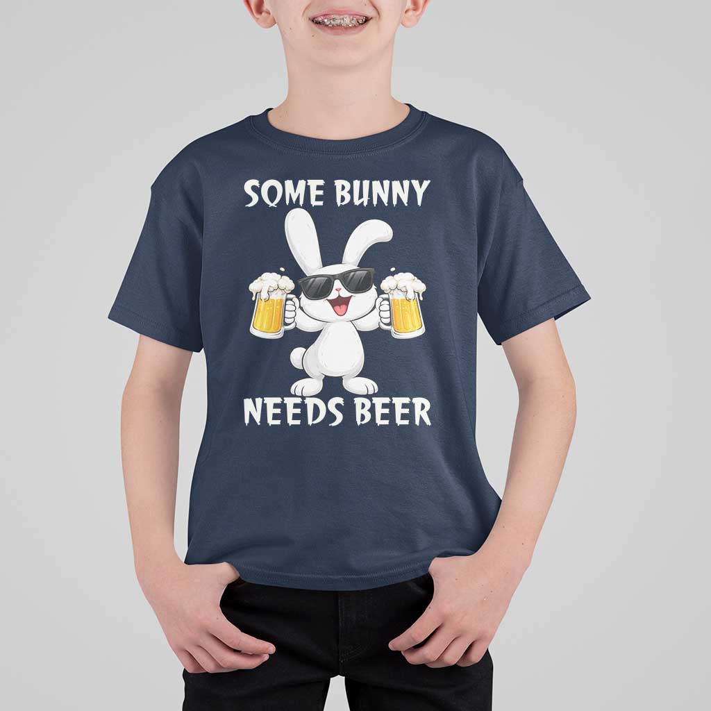 Funny Easter Bunny Drinking Beer T Shirt For Kid Some Bunny Needs Beer