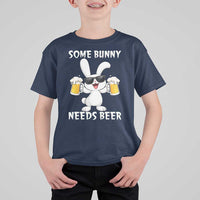 Funny Easter Bunny Drinking Beer T Shirt For Kid Some Bunny Needs Beer