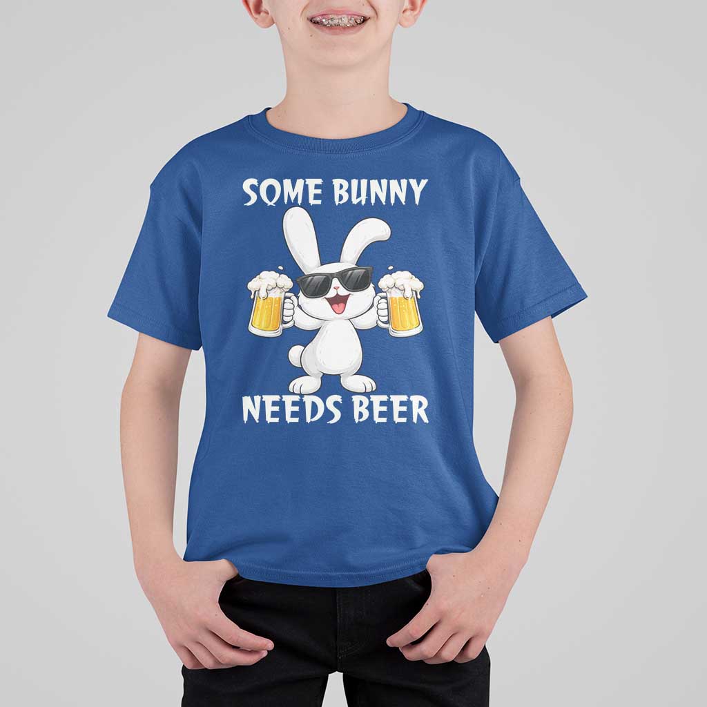 Funny Easter Bunny Drinking Beer T Shirt For Kid Some Bunny Needs Beer