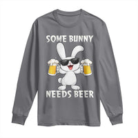 Funny Easter Bunny Drinking Beer Long Sleeve Shirt Some Bunny Needs Beer
