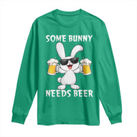 Funny Easter Bunny Drinking Beer Long Sleeve Shirt Some Bunny Needs Beer