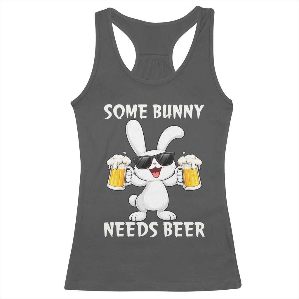 Funny Easter Bunny Drinking Beer Racerback Tank Top Some Bunny Needs Beer