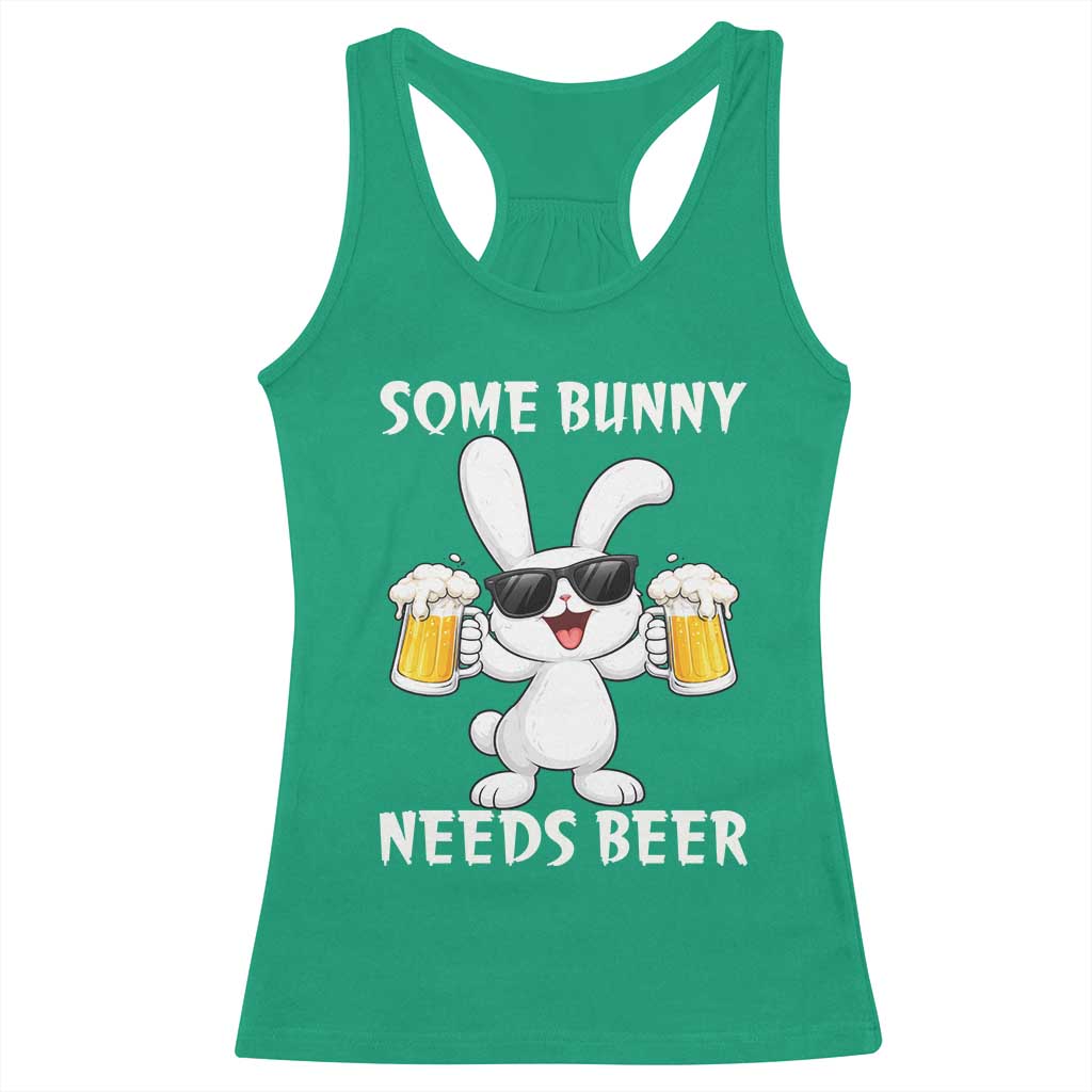 Funny Easter Bunny Drinking Beer Racerback Tank Top Some Bunny Needs Beer