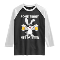 Funny Easter Bunny Drinking Beer Raglan Shirt Some Bunny Needs Beer