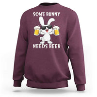 Funny Easter Bunny Drinking Beer Sweatshirt Some Bunny Needs Beer