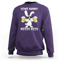 Funny Easter Bunny Drinking Beer Sweatshirt Some Bunny Needs Beer
