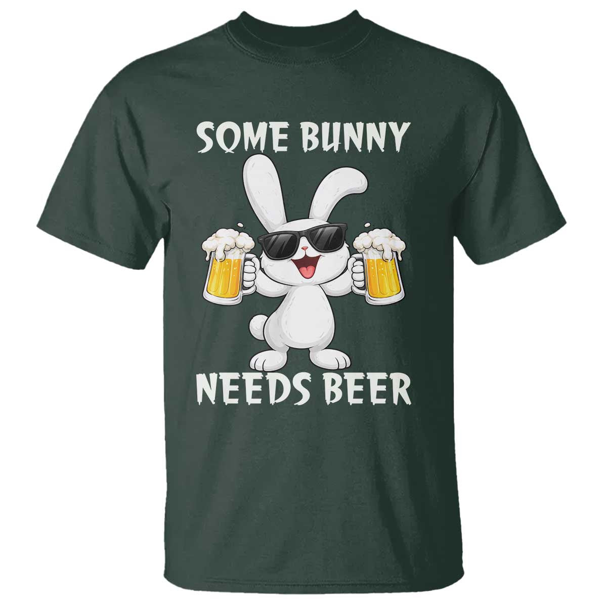 Funny Easter Bunny Drinking Beer T Shirt Some Bunny Needs Beer