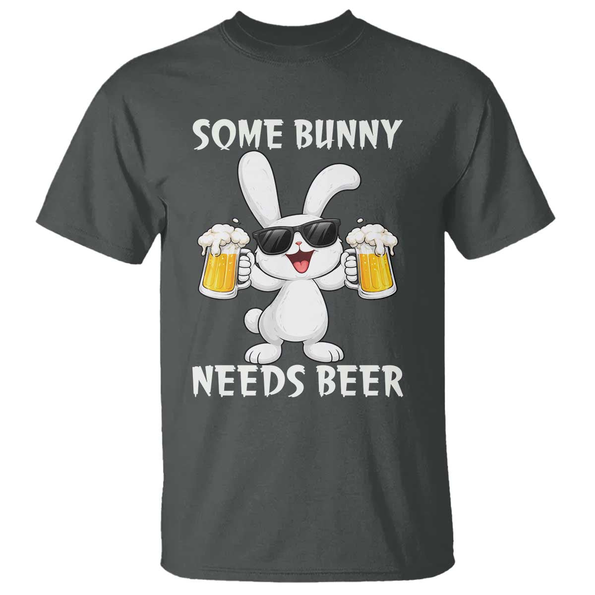 Funny Easter Bunny Drinking Beer T Shirt Some Bunny Needs Beer