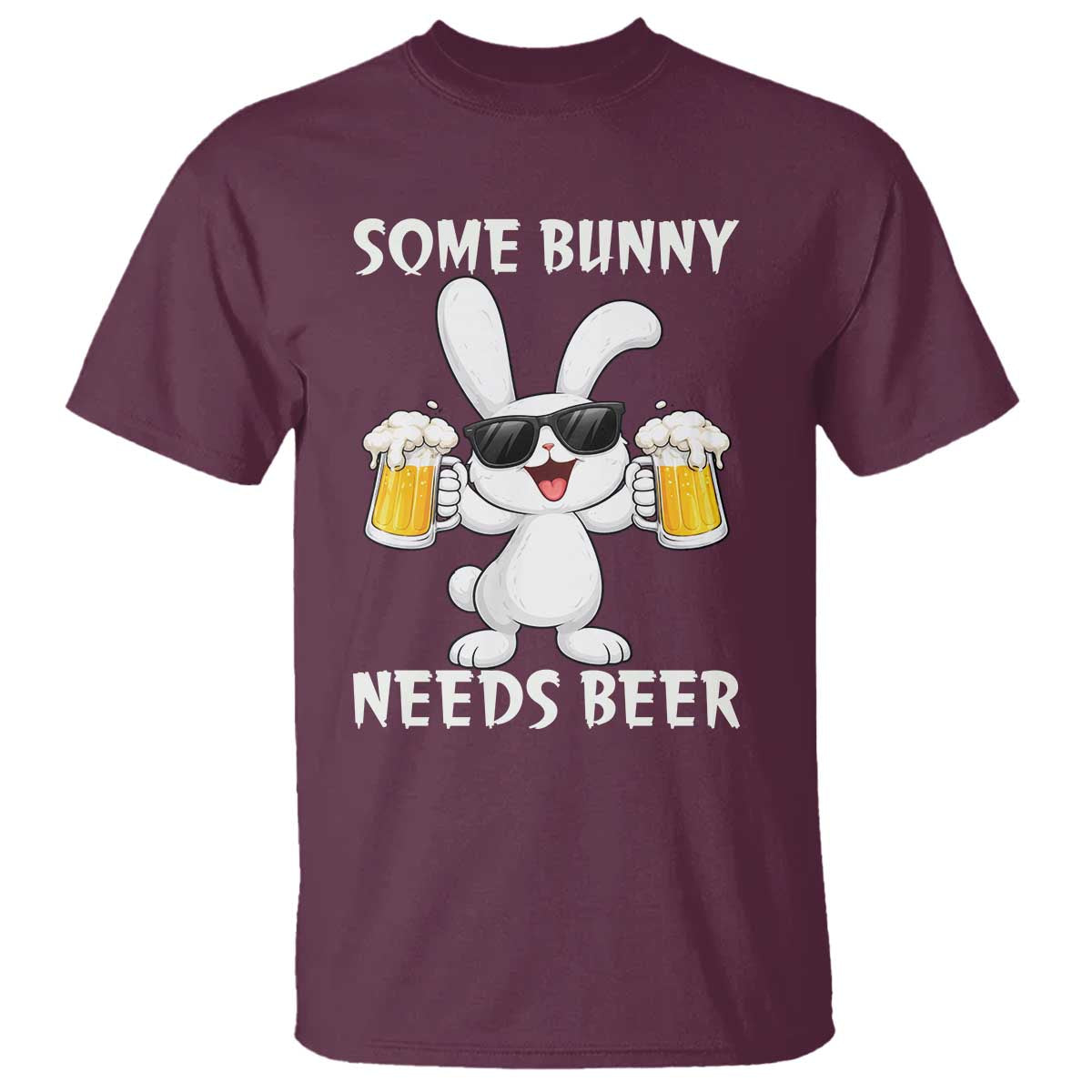 Funny Easter Bunny Drinking Beer T Shirt Some Bunny Needs Beer