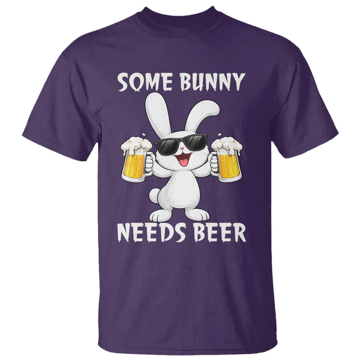 Funny Easter Bunny Drinking Beer T Shirt Some Bunny Needs Beer