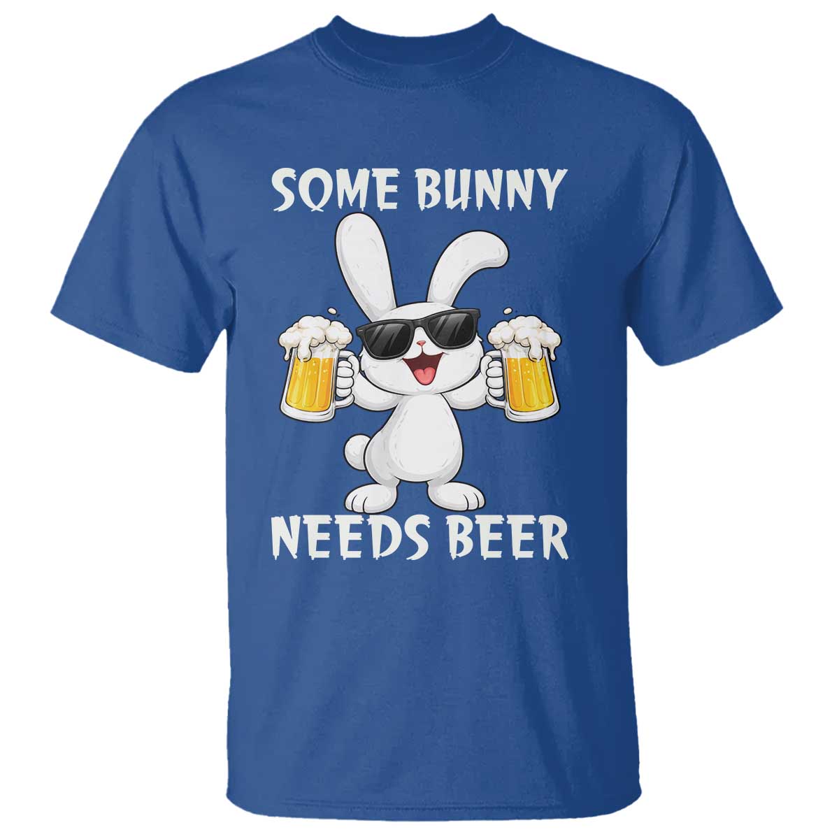 Funny Easter Bunny Drinking Beer T Shirt Some Bunny Needs Beer