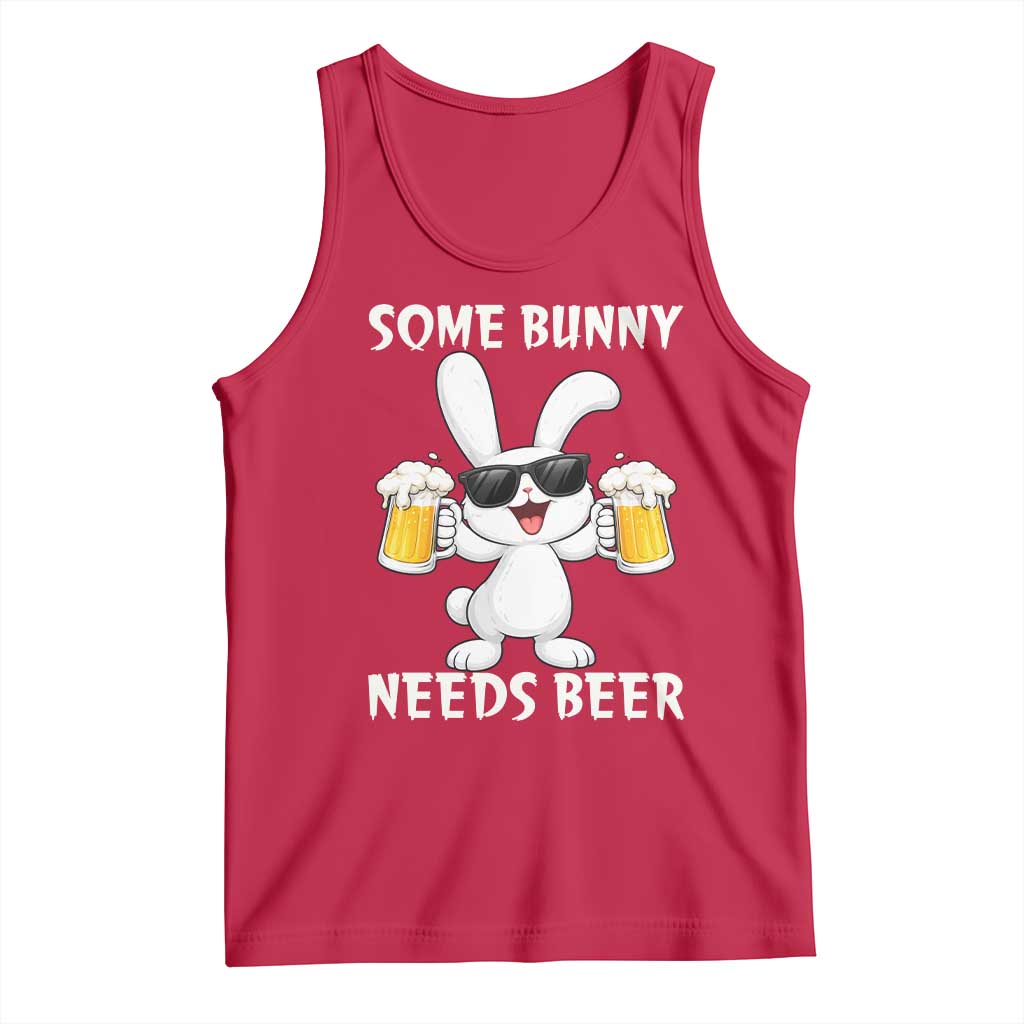 Funny Easter Bunny Drinking Beer Tank Top Some Bunny Needs Beer