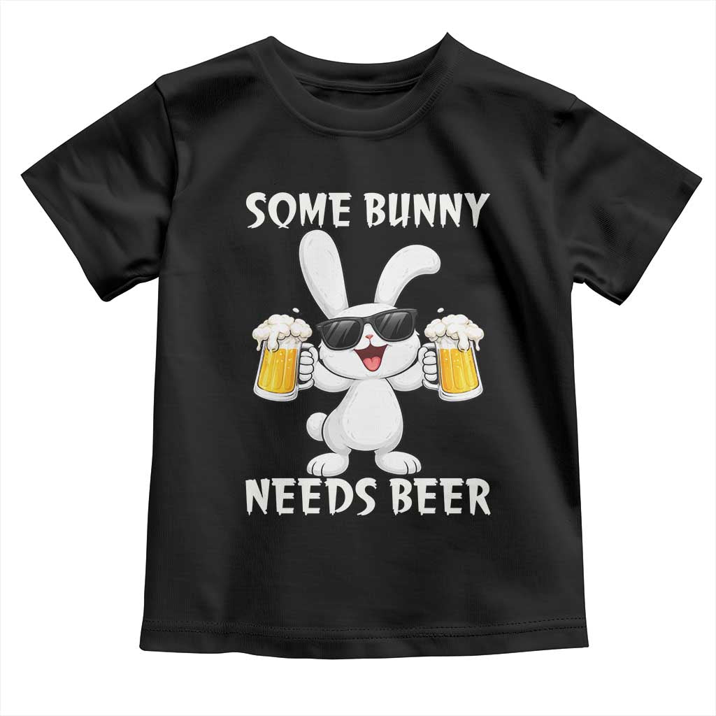 Funny Easter Bunny Drinking Beer Toddler T Shirt Some Bunny Needs Beer
