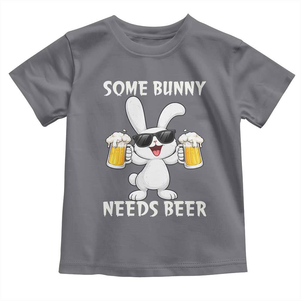 Funny Easter Bunny Drinking Beer Toddler T Shirt Some Bunny Needs Beer