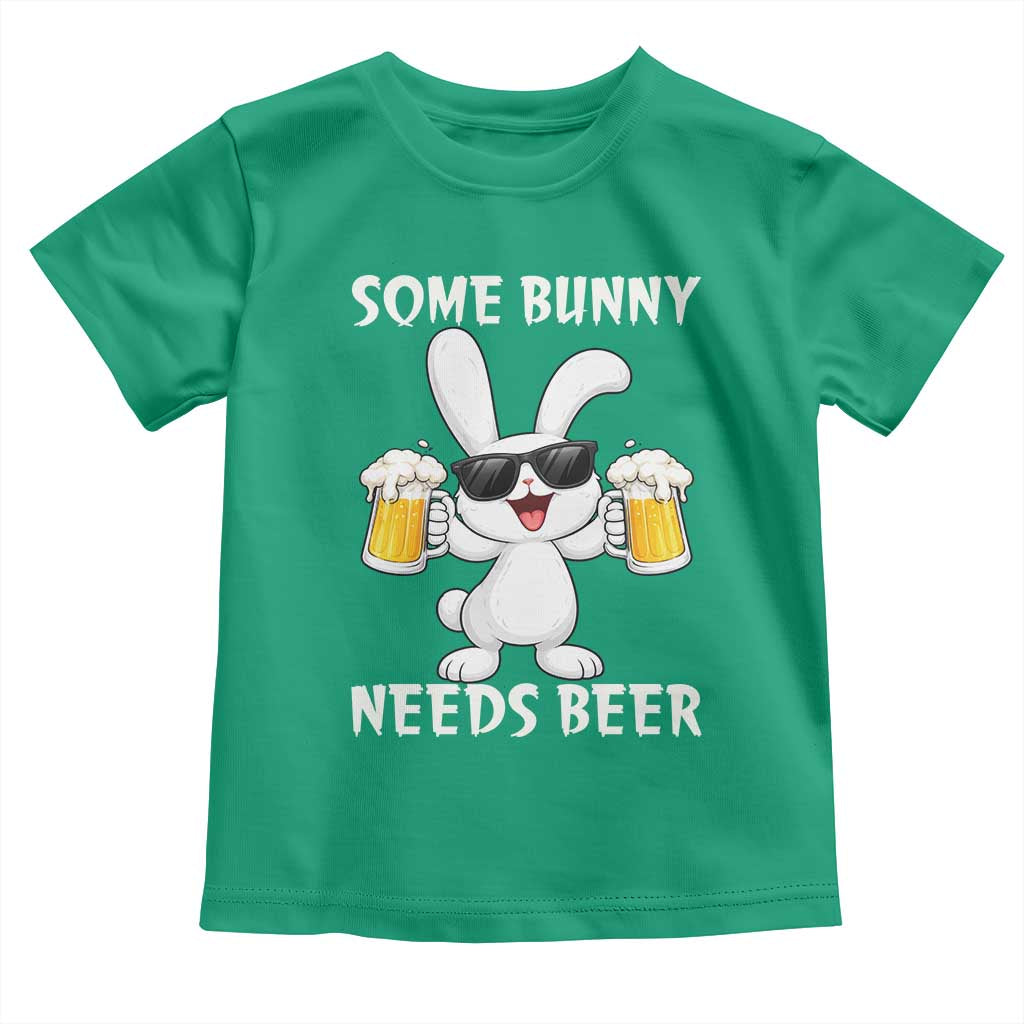 Funny Easter Bunny Drinking Beer Toddler T Shirt Some Bunny Needs Beer