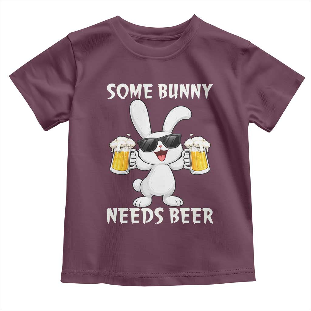 Funny Easter Bunny Drinking Beer Toddler T Shirt Some Bunny Needs Beer
