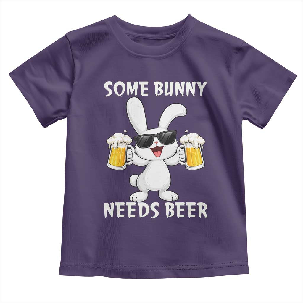 Funny Easter Bunny Drinking Beer Toddler T Shirt Some Bunny Needs Beer