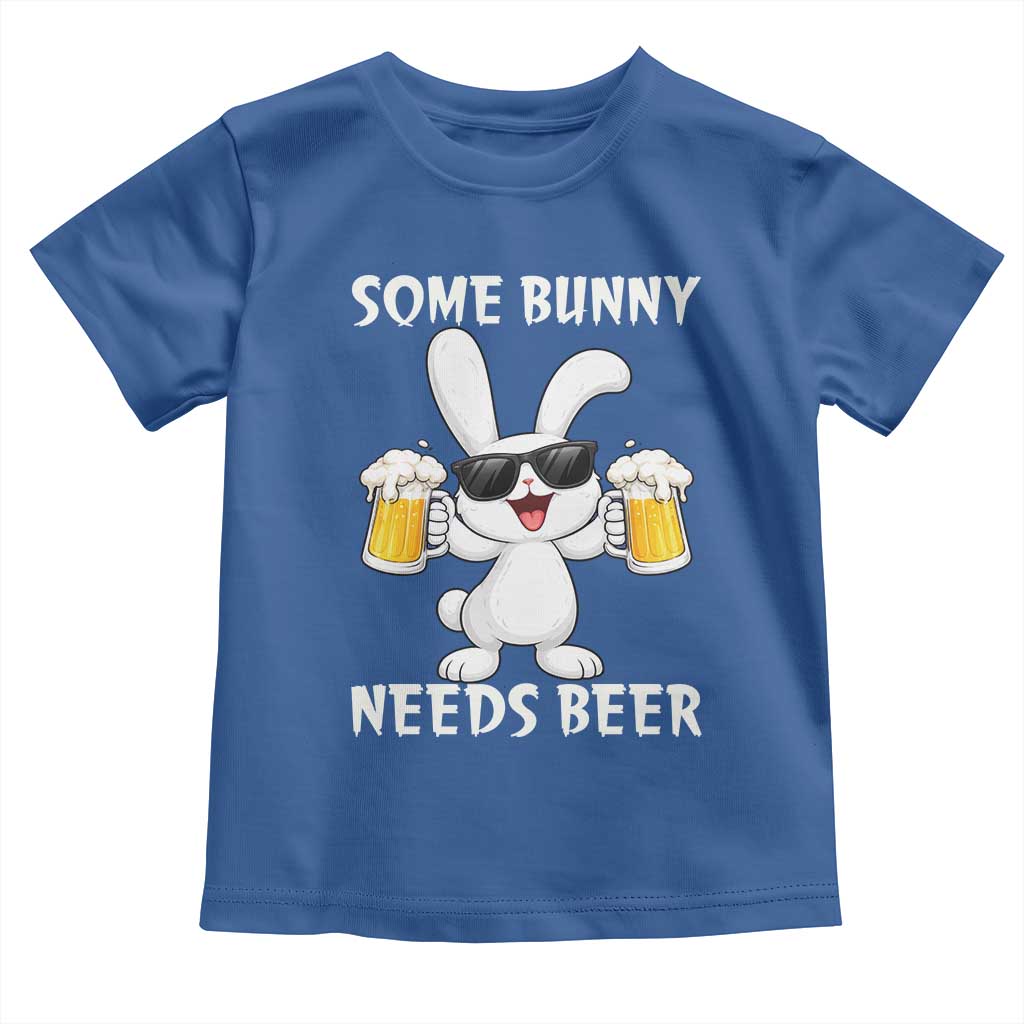 Funny Easter Bunny Drinking Beer Toddler T Shirt Some Bunny Needs Beer