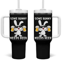 Funny Easter Bunny Drinking Beer Tumbler With Handle Some Bunny Needs Beer