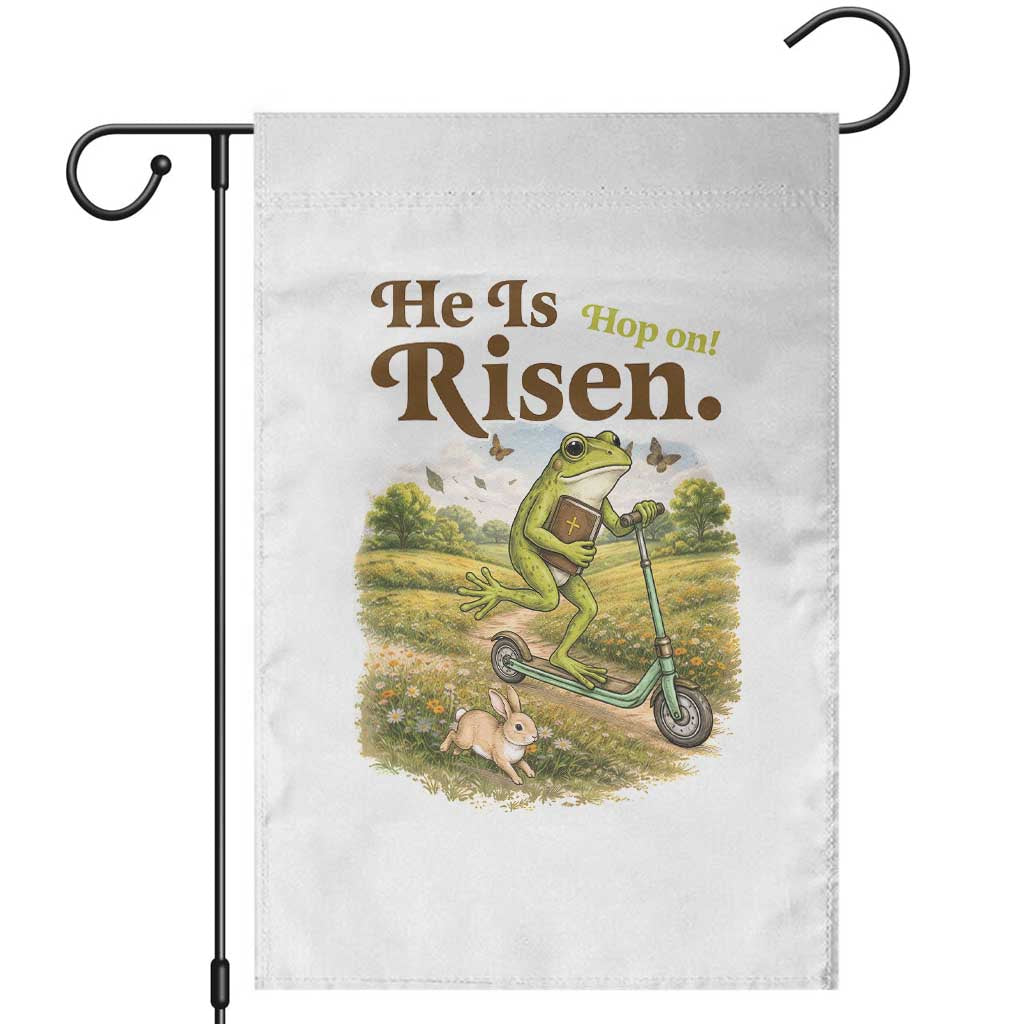 He Is Risen Hop On Garden Flag Christian Easter Frog