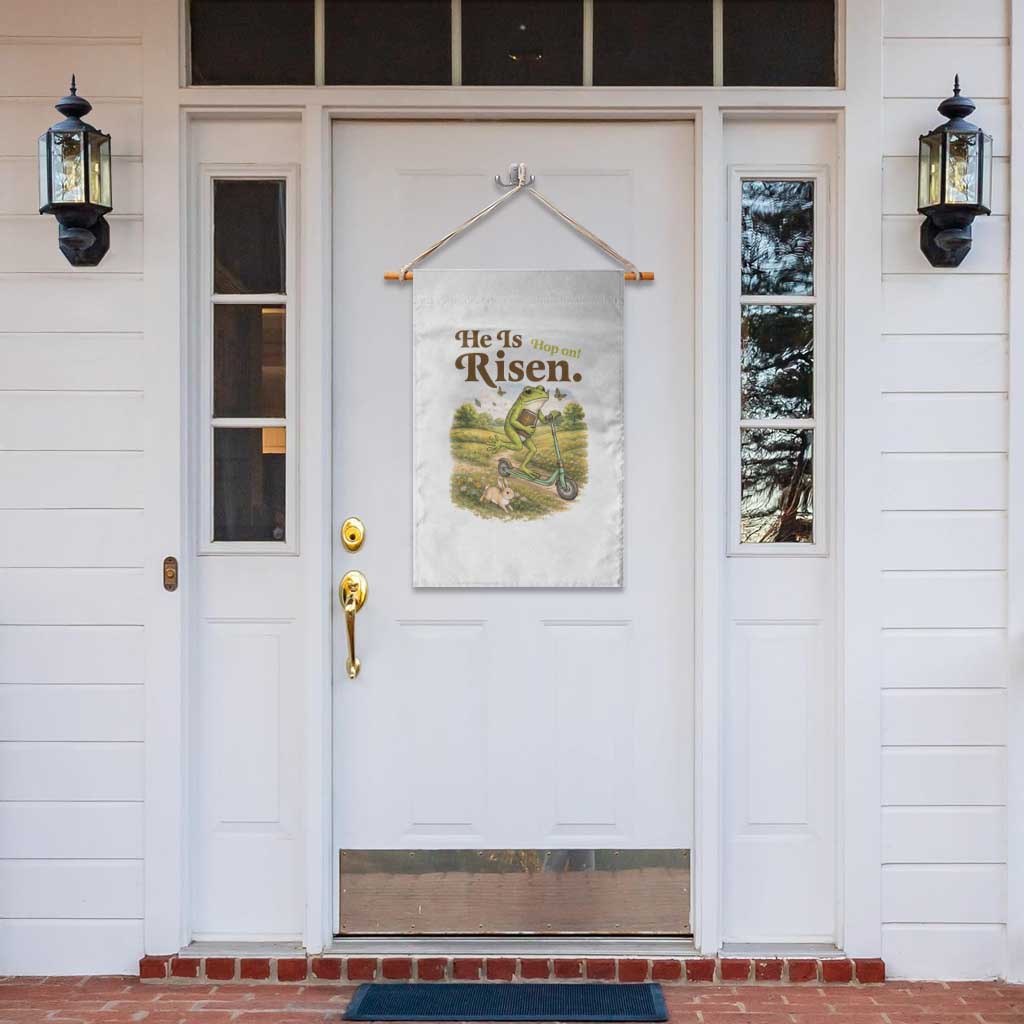 He Is Risen Hop On Garden Flag Christian Easter Frog
