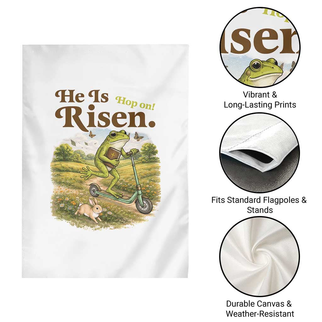He Is Risen Hop On Garden Flag Christian Easter Frog