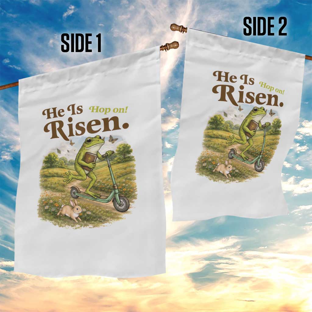 He Is Risen Hop On Garden Flag Christian Easter Frog