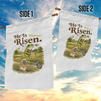 He Is Risen Hop On Garden Flag Christian Easter Frog