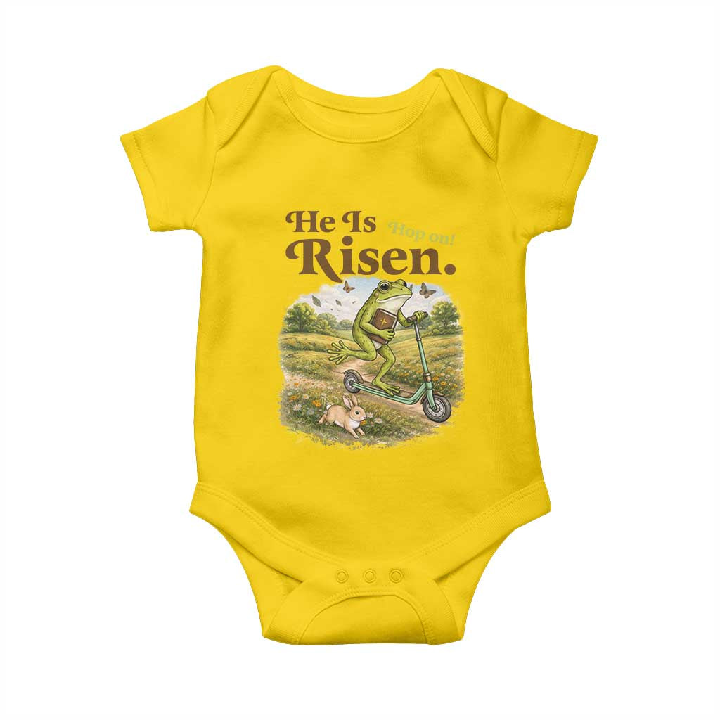 He Is Risen Hop On Baby Onesie Christian Easter Frog