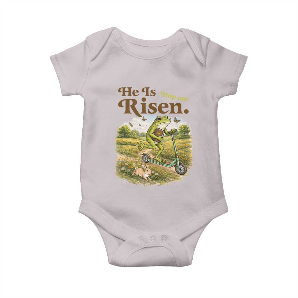 He Is Risen Hop On Baby Onesie Christian Easter Frog