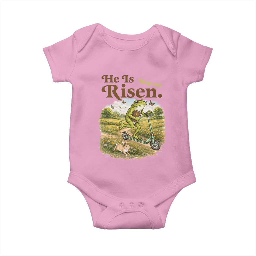 He Is Risen Hop On Baby Onesie Christian Easter Frog