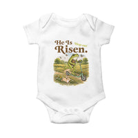 He Is Risen Hop On Baby Onesie Christian Easter Frog
