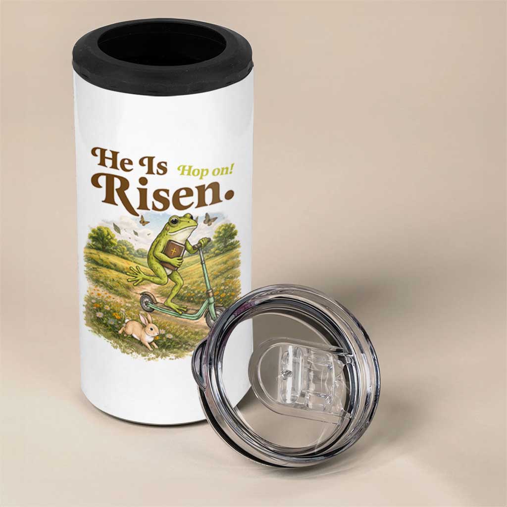 He Is Risen Hop On 4 in 1 Can Cooler Tumbler Christian Easter Frog