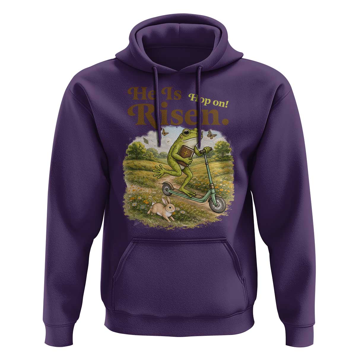 He Is Risen Hop On Hoodie Christian Easter Frog