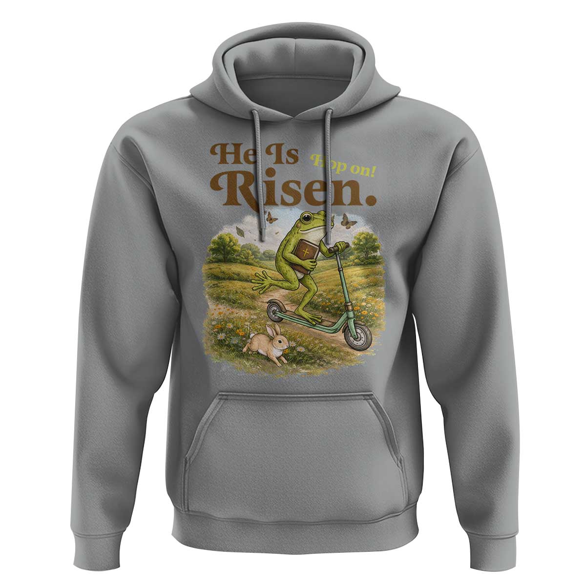 He Is Risen Hop On Hoodie Christian Easter Frog