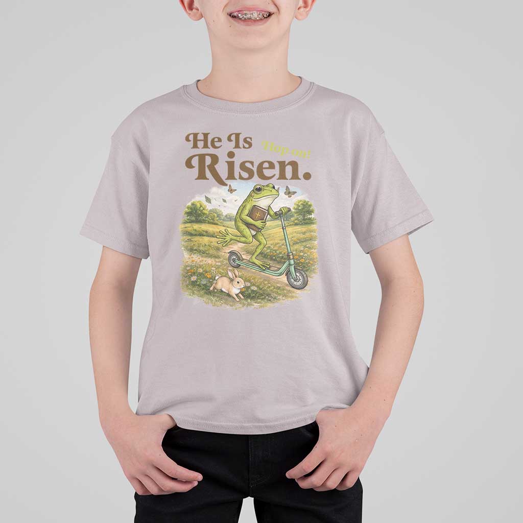 He Is Risen Hop On T Shirt For Kid Christian Easter Frog