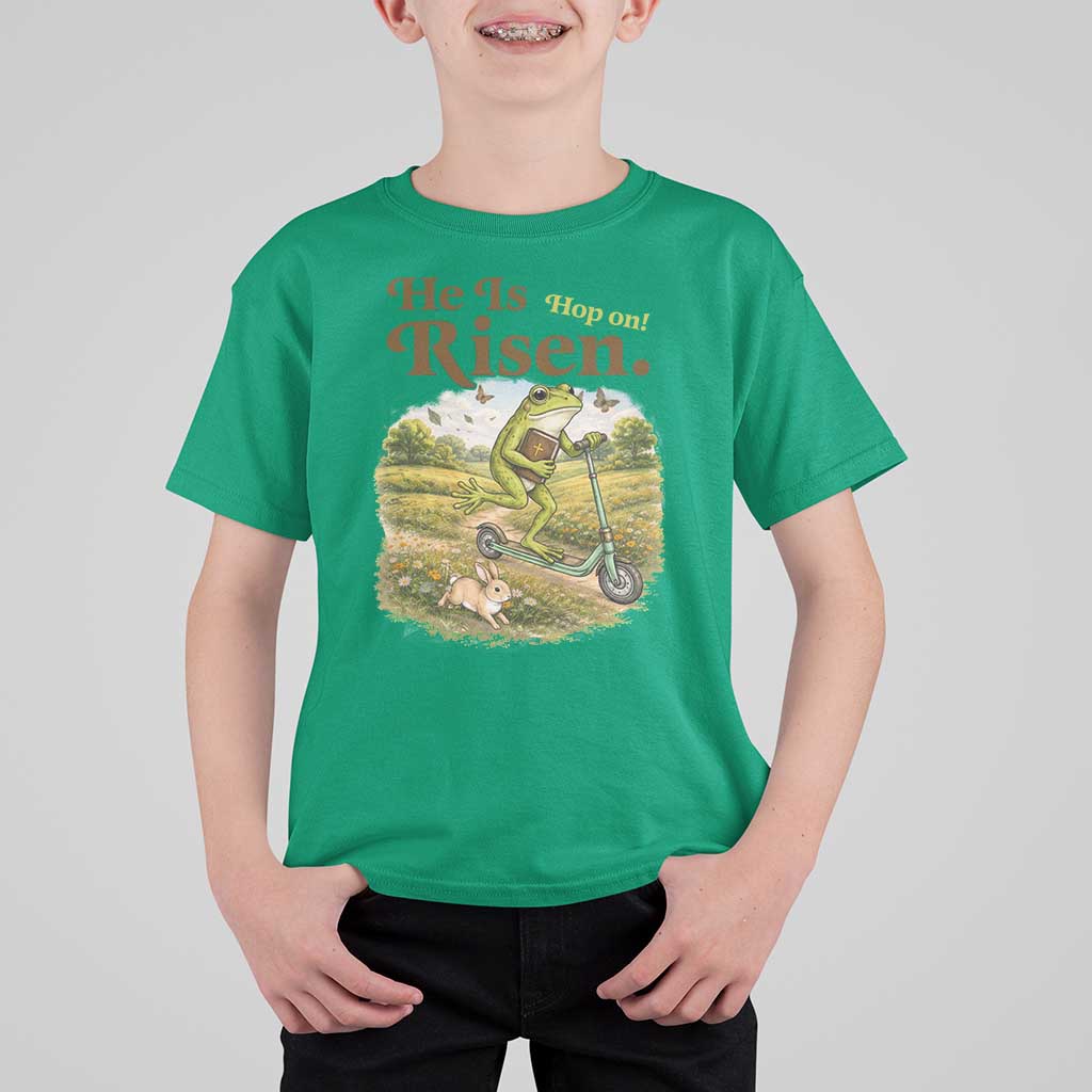 He Is Risen Hop On T Shirt For Kid Christian Easter Frog