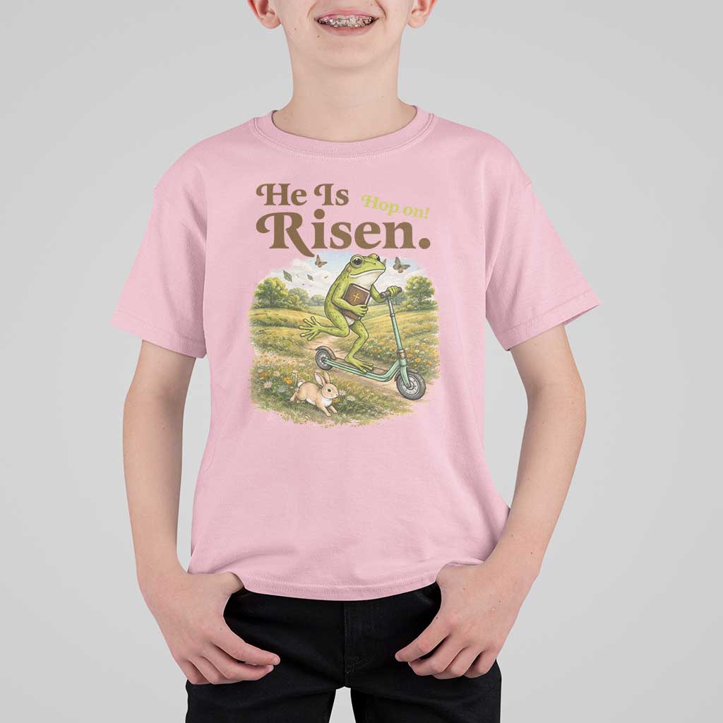 He Is Risen Hop On T Shirt For Kid Christian Easter Frog