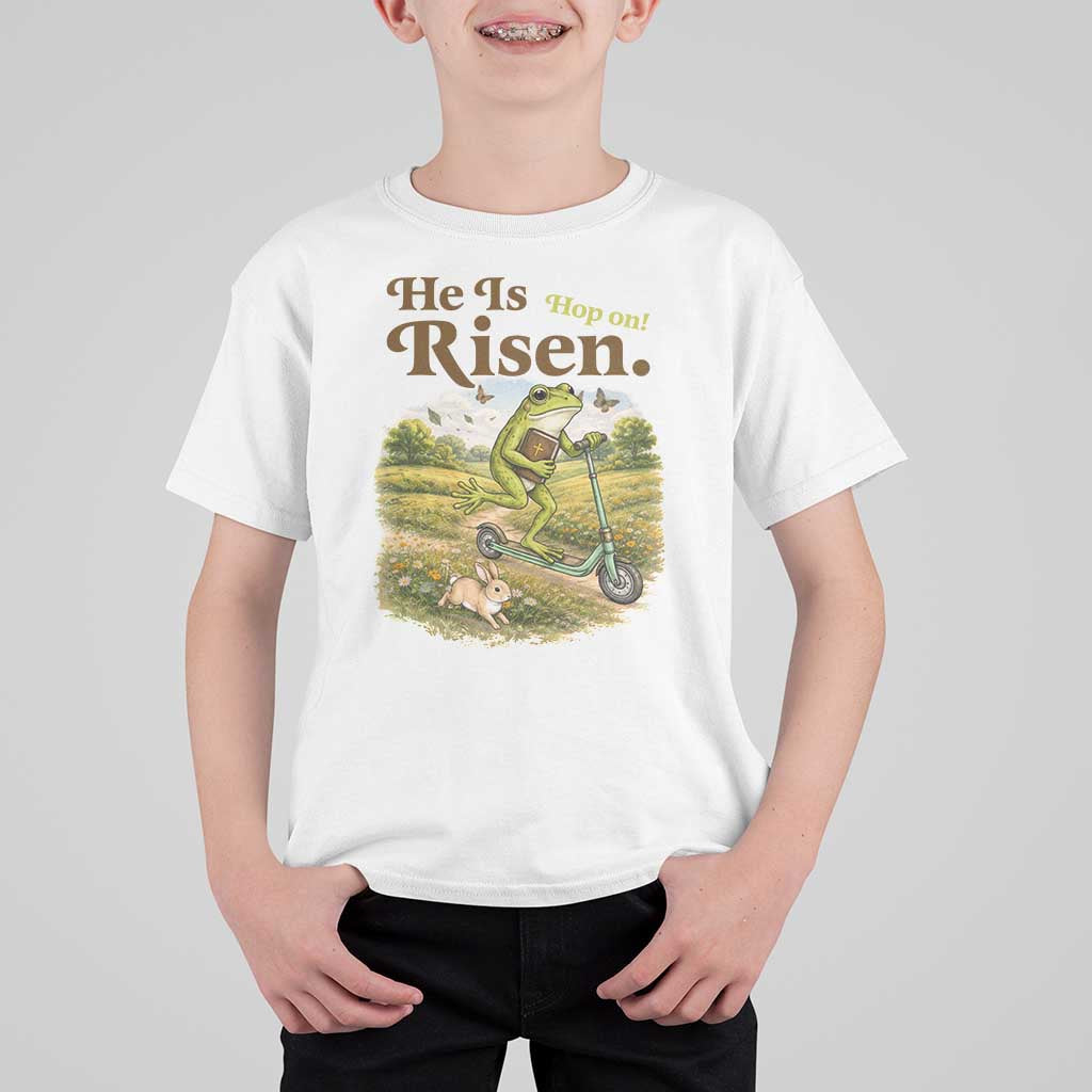 He Is Risen Hop On T Shirt For Kid Christian Easter Frog