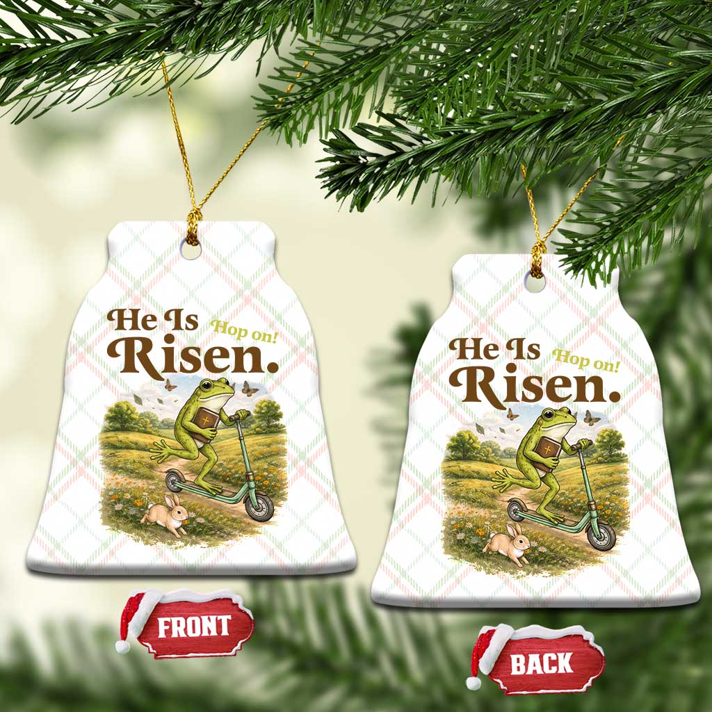 He Is Risen Hop On Ceramic Ornament Christian Easter Frog