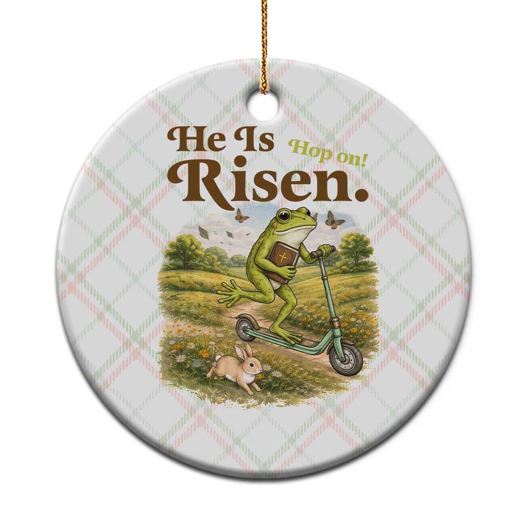 He Is Risen Hop On Ceramic Ornament Christian Easter Frog