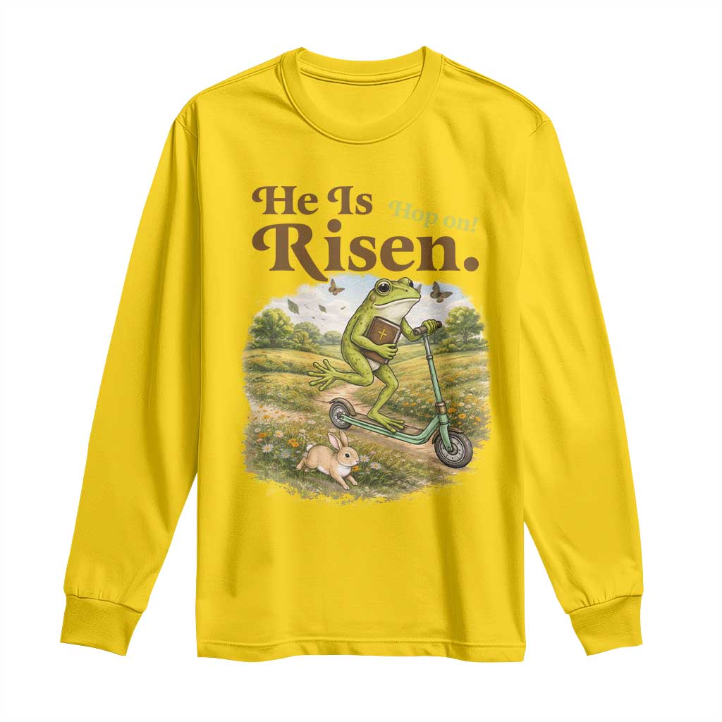 He Is Risen Hop On Long Sleeve Shirt Christian Easter Frog