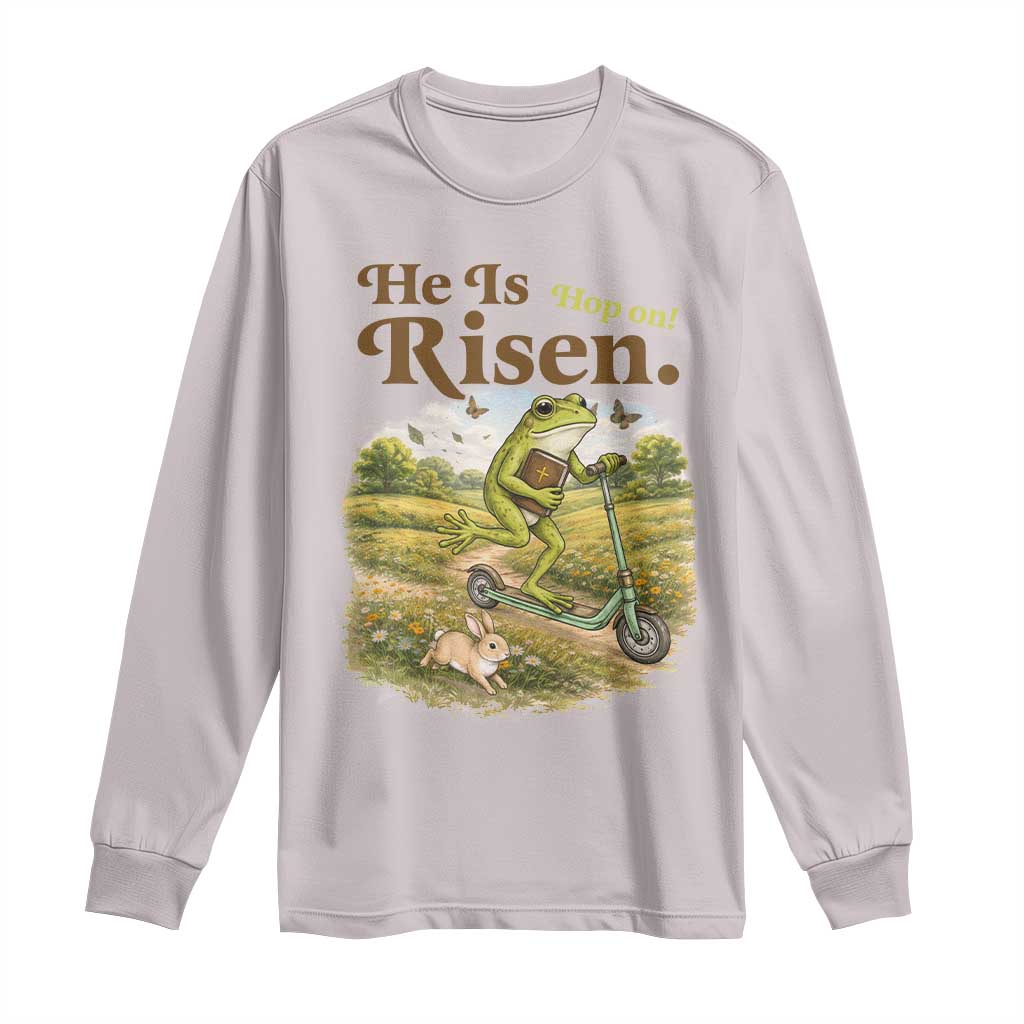 He Is Risen Hop On Long Sleeve Shirt Christian Easter Frog