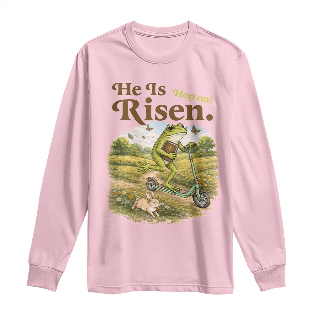 He Is Risen Hop On Long Sleeve Shirt Christian Easter Frog