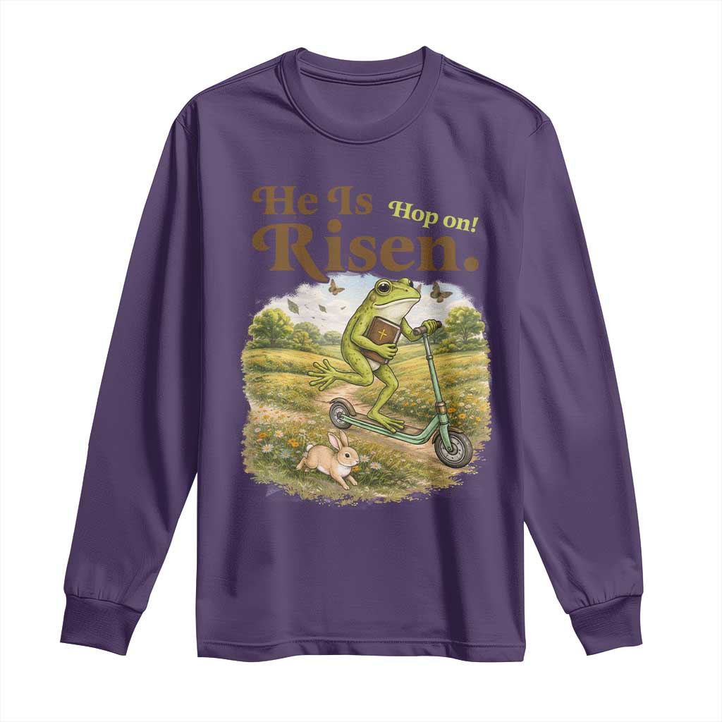 He Is Risen Hop On Long Sleeve Shirt Christian Easter Frog