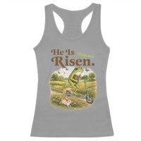 He Is Risen Hop On Racerback Tank Top Christian Easter Frog