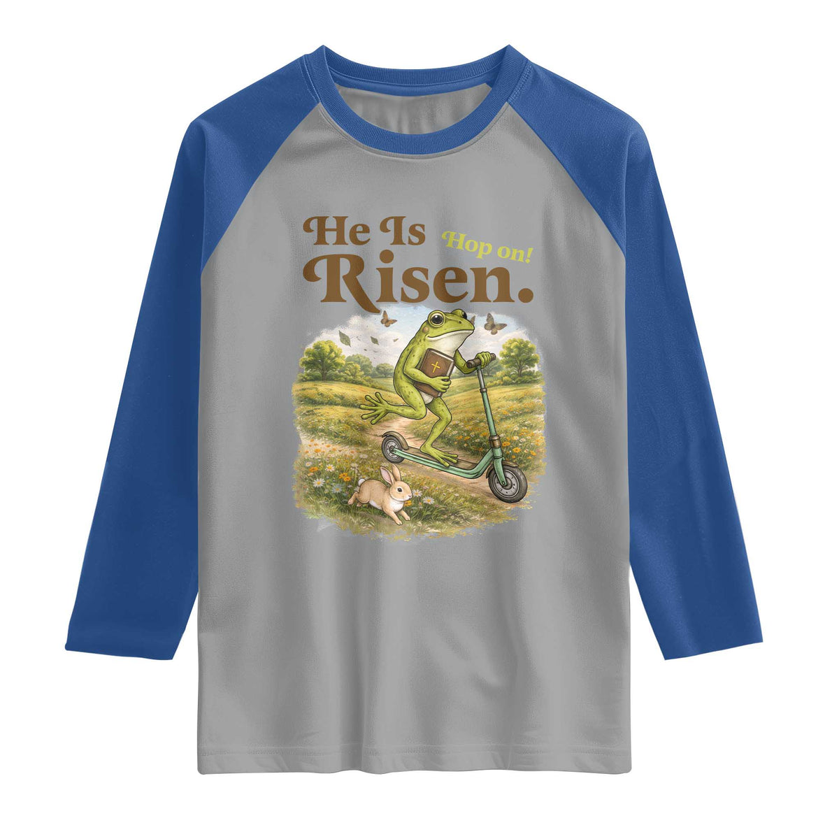 He Is Risen Hop On Raglan Shirt Christian Easter Frog