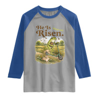 He Is Risen Hop On Raglan Shirt Christian Easter Frog
