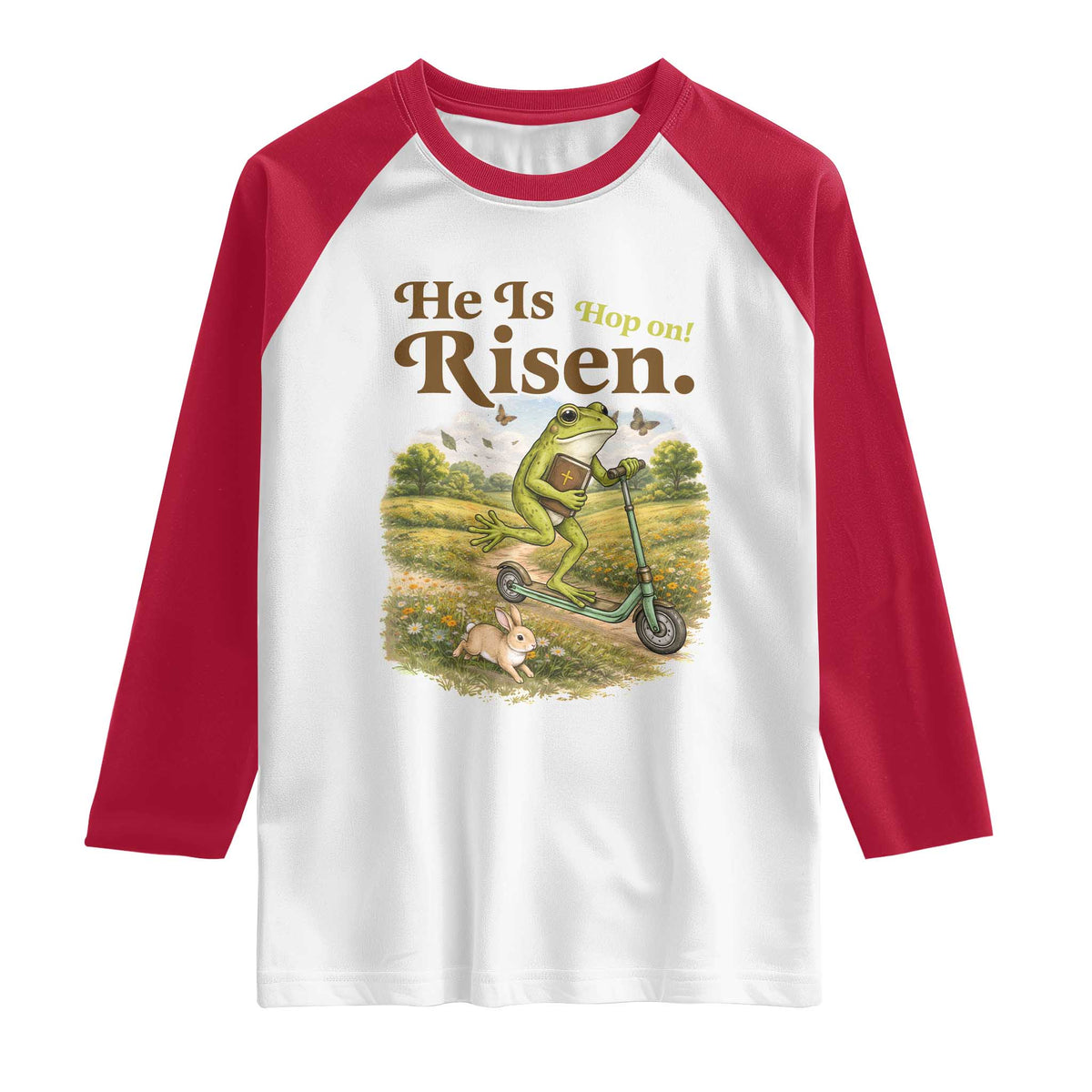 He Is Risen Hop On Raglan Shirt Christian Easter Frog