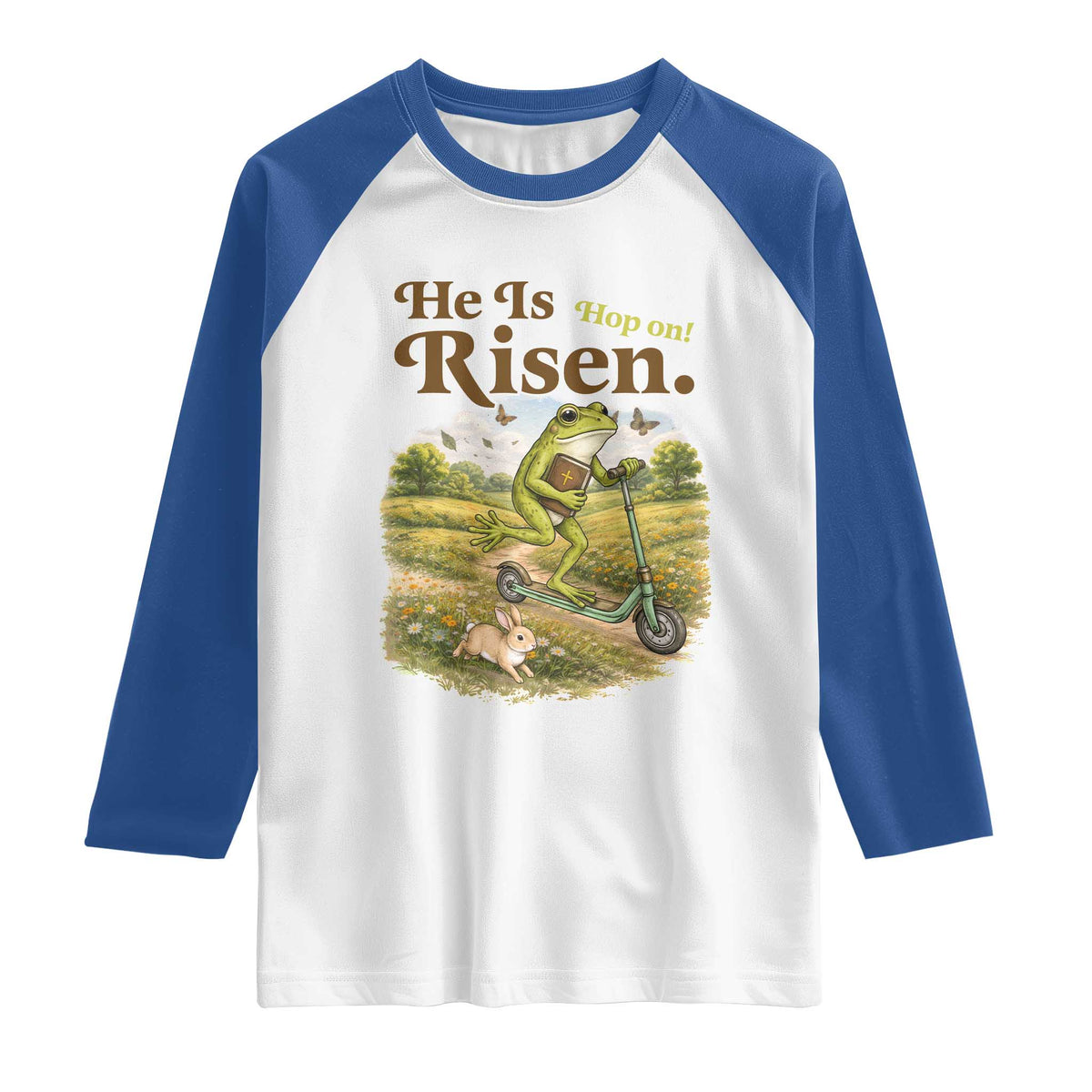 He Is Risen Hop On Raglan Shirt Christian Easter Frog